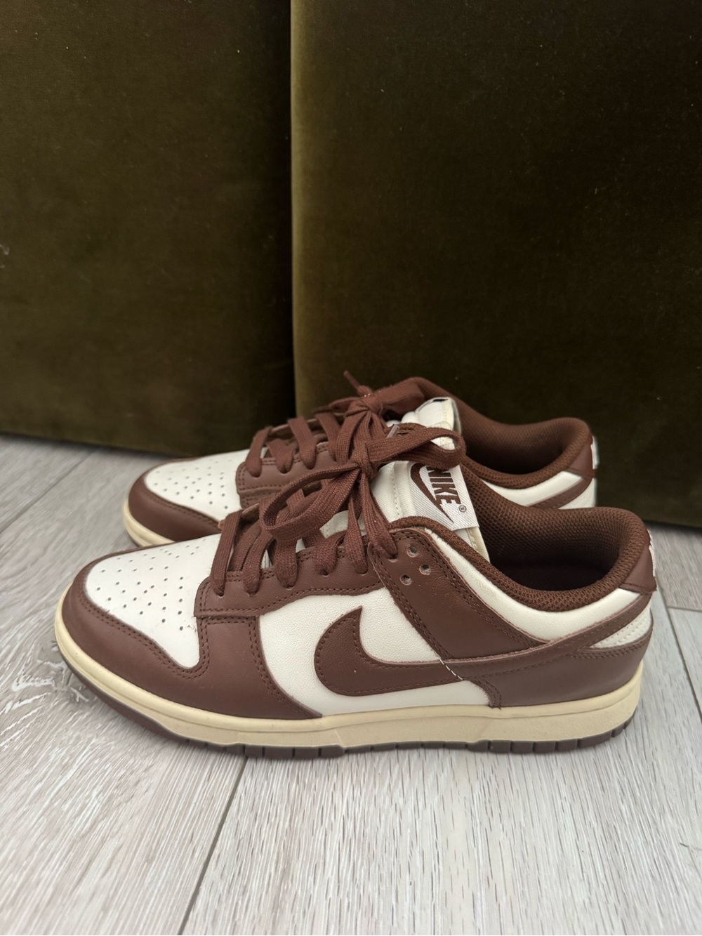 Nike Brown and White Dunk Sneakers